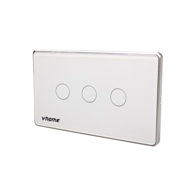 Interruptor Wifi RF Vhome Vector Design LN Touch 3 Canales Compatible Con Google Home y Alexa-0