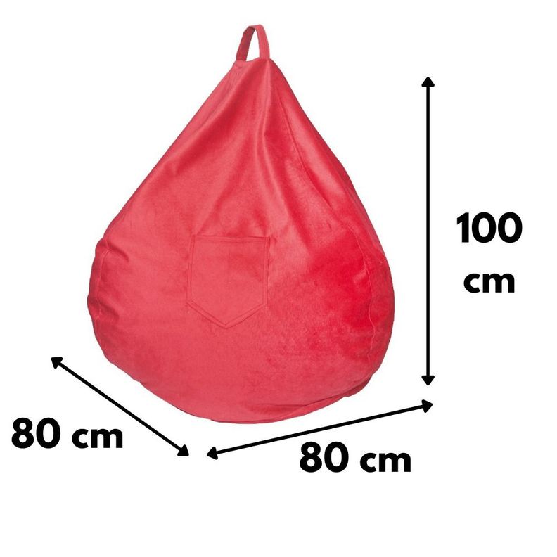 Pouf Pera Rojo Felpa 100x80x80 cm Máxima Design-1