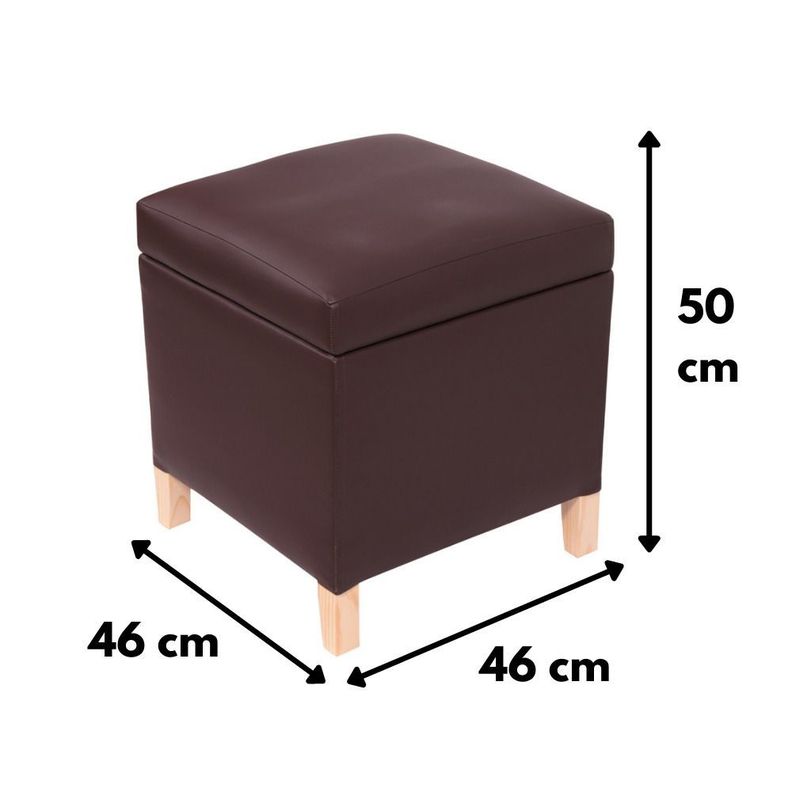 Pouf Baúl Rucato PU Café Cuerina 46x46x50 cm Máxima Design-5