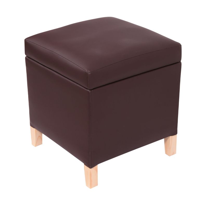 Pouf Baúl Rucato PU Café Cuerina 46x46x50 cm Máxima Design-1