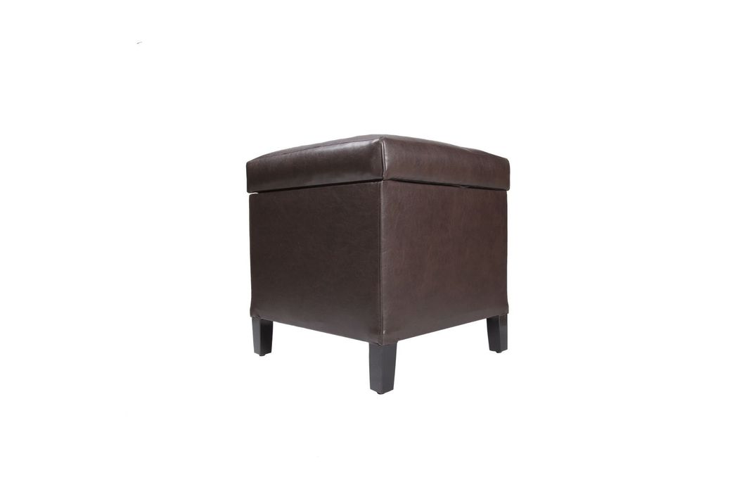 Pouf Baúl Rucato PU Café Cuerina 46x46x50 cm Máxima Design-6