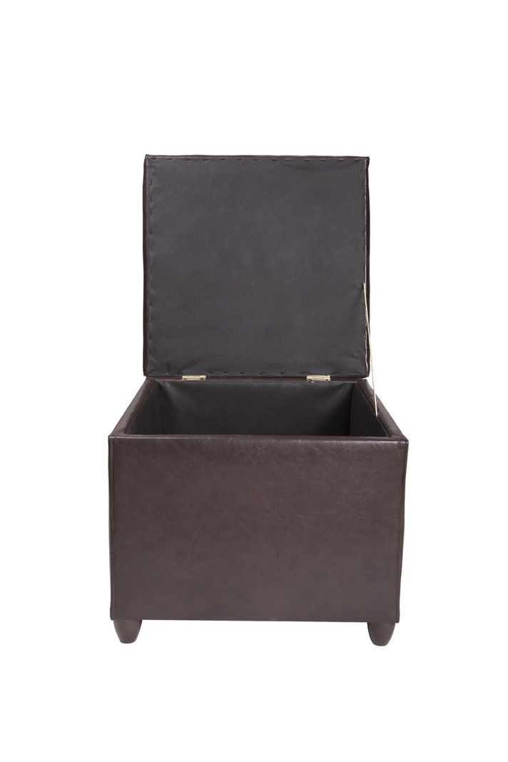 Pouf Baúl Rucato PU Café Cuerina 46x46x50 cm Máxima Design-3