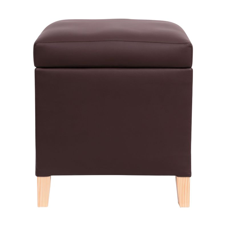 Pouf Baúl Rucato PU Café Cuerina 46x46x50 cm Máxima Design-0