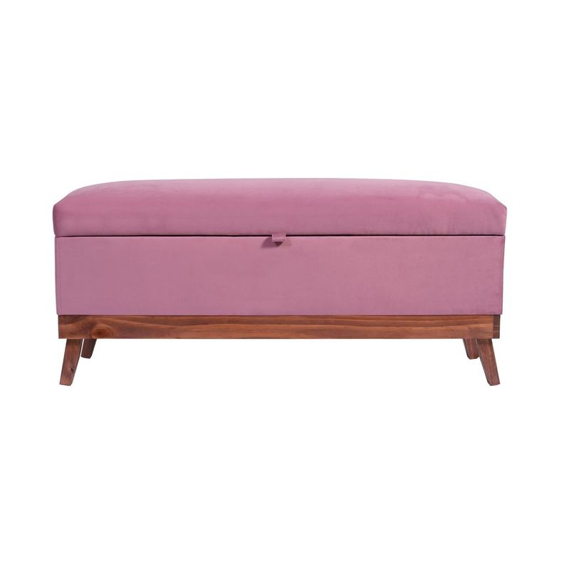 Banqueta con Baúl Incy Palo De Rosa Felpa 120x40x50 cm Máxima Design-0