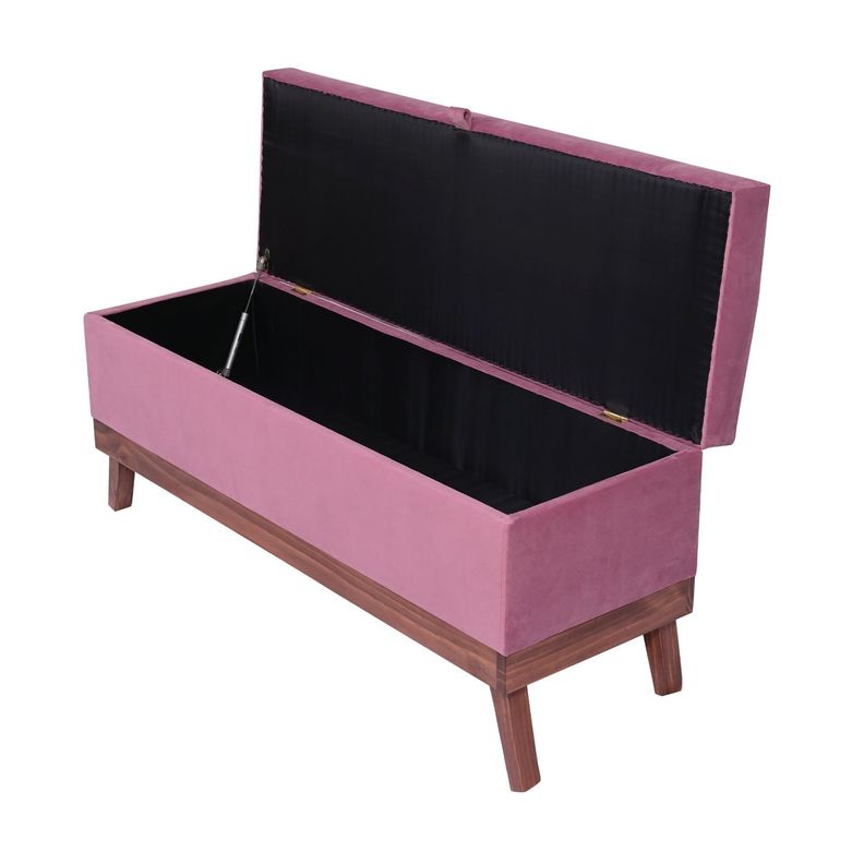 Banqueta con Baúl Incy Palo De Rosa Felpa 120x40x50 cm Máxima Design-2