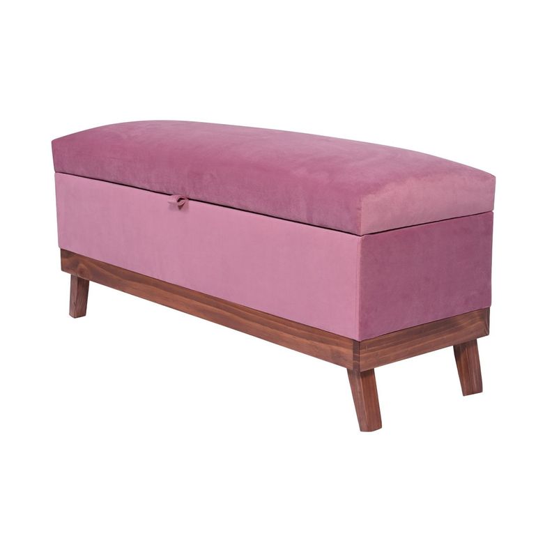 Banqueta con Baúl Incy Palo De Rosa Felpa 120x40x50 cm Máxima Design-1