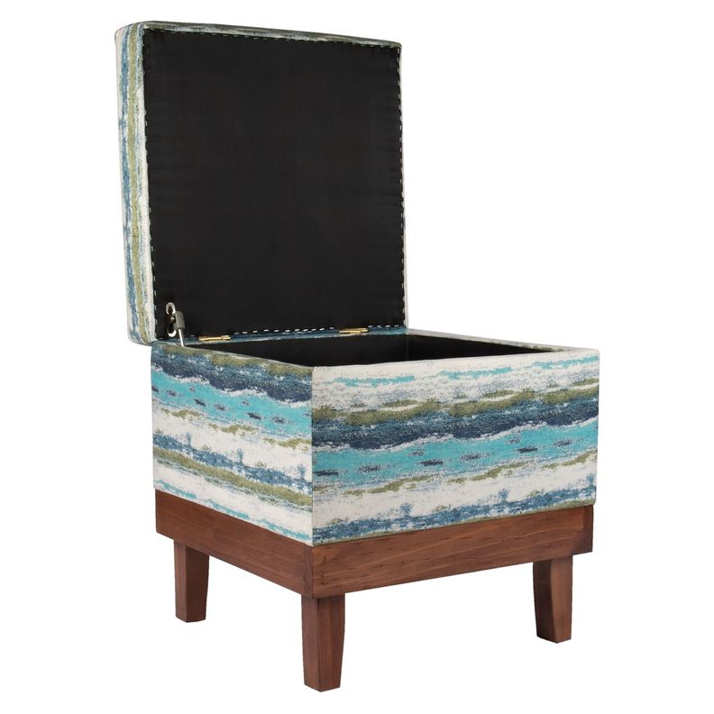 Pouf Baúl Emilia Anakena Azul Verde Felpa 45x45x46 cm Máxima Design-1