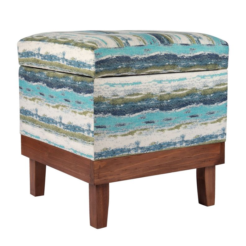 Pouf Baúl Emilia Anakena Azul Verde Felpa 45x45x46 cm Máxima Design-0