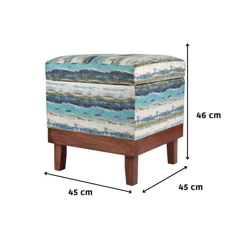 Pouf Baúl Emilia Anakena Azul Verde Felpa 45x45x46 cm Máxima Design-2