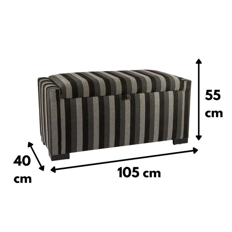 Banqueta con Baúl Leyzy Rayas-Negras 40X55X105 cm Máxima Design-3