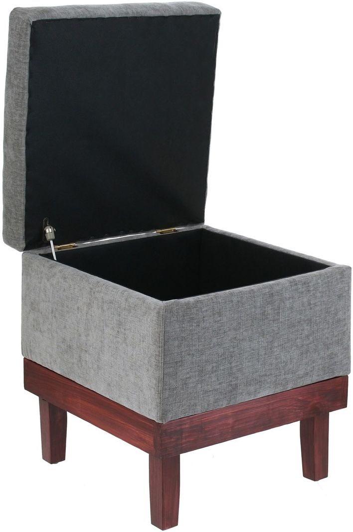 Pouf Emilia con Baúl Gris Claro Altea 45x45x46 Cm Máxima Design-2