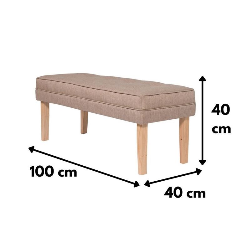 Banqueta Style Capitoné Beige Omega 100x40x40 cm Máxima Design-3