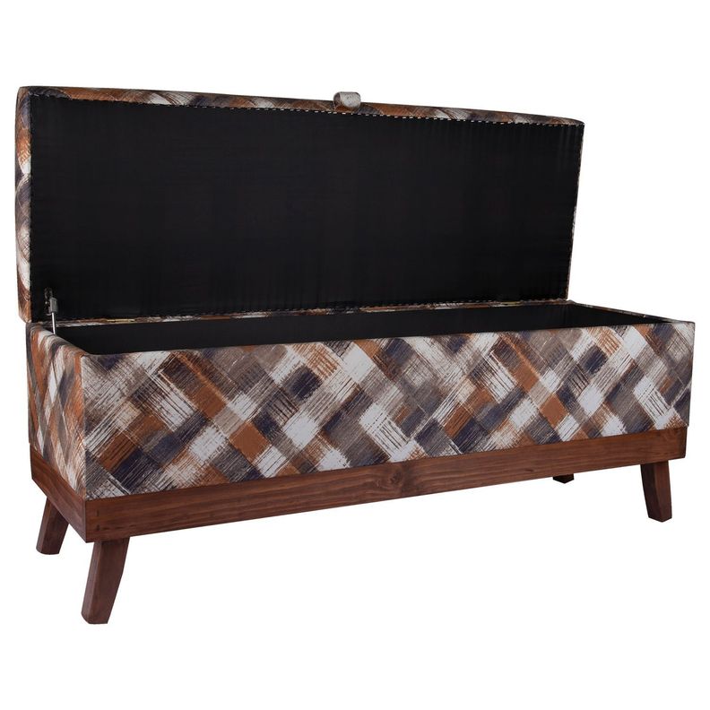 Banqueta con Baúl Incy Rombo Café 120x50x40 cm de Máxima Design -2