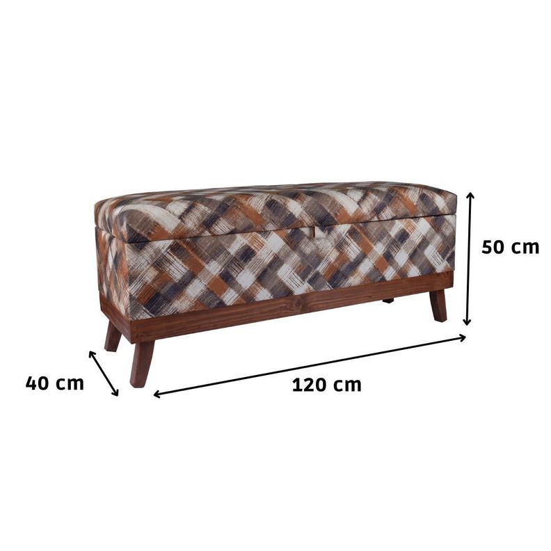 Banqueta con Baúl Incy Rombo Café 120x50x40 cm de Máxima Design -3
