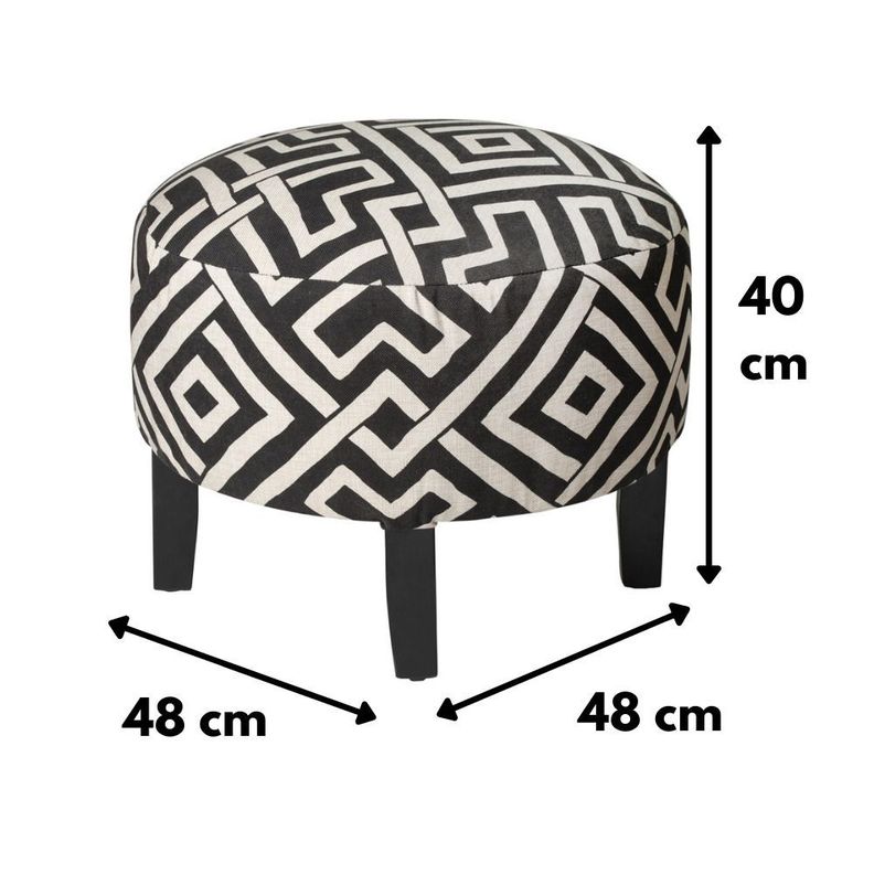 Pouf Jack Blanco-Negro 48x48x40 cm Máxima Design-1