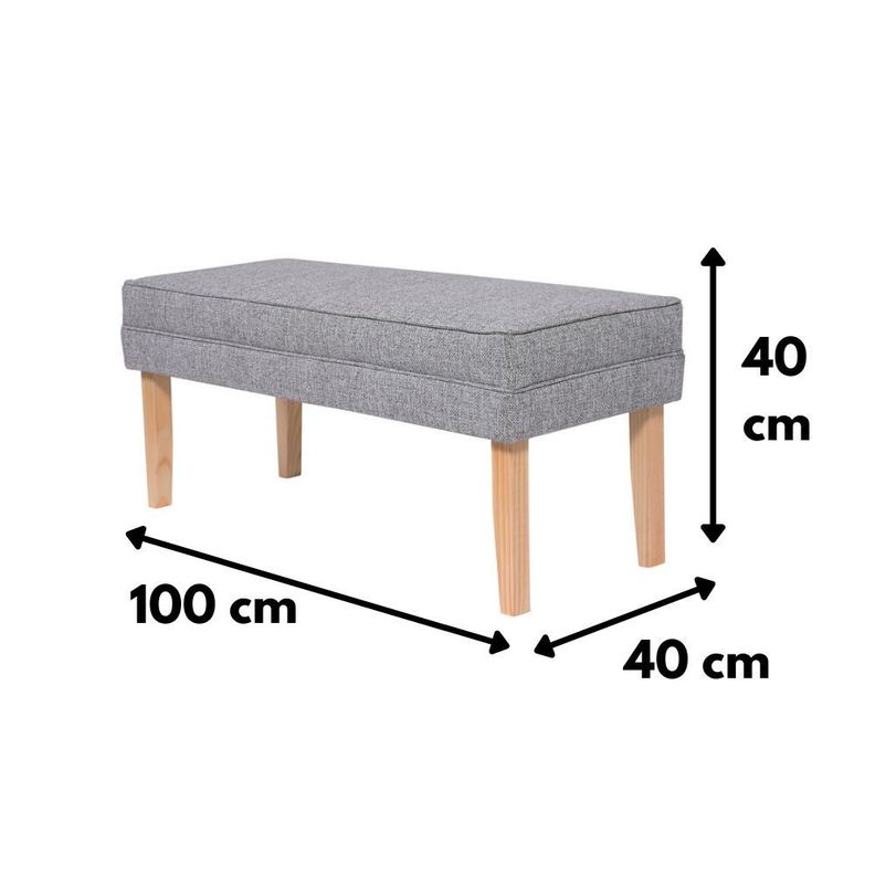 Banqueta Style Gris-claro Omega 100x40x40 cm Máxima Design-2