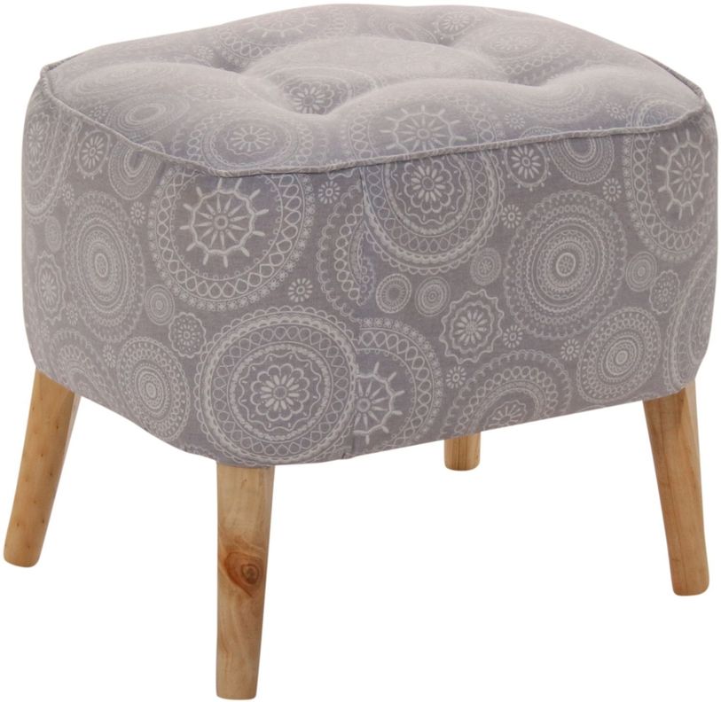 Pouf Máxima Mándala Gris Estampado 55x45x45 cm Máxima Design-1
