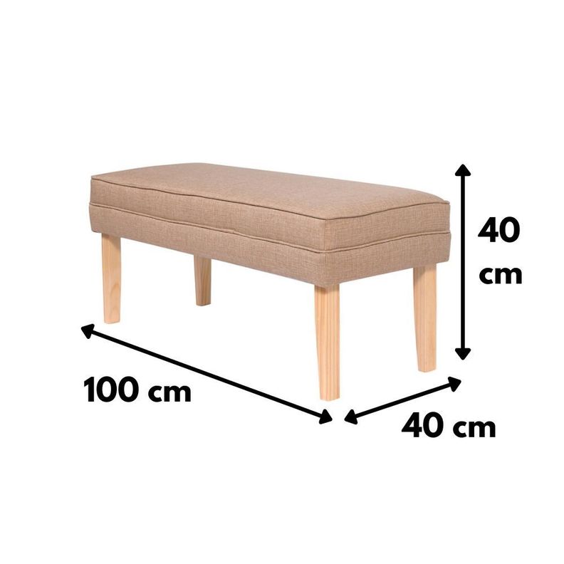Banqueta Style Beige Delta 100x40x40 cm Máxima Design-5