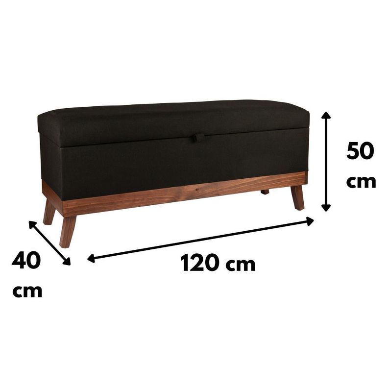 Banqueta con Baúl Incy Negro Delta 120x40x50 cm Máxima Design-3