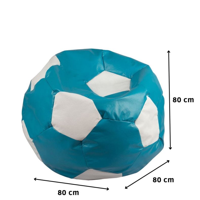 Pouf Pera Futbol Celeste Blanco Eco Cuero 80x80x80 cm Máxima Design-1