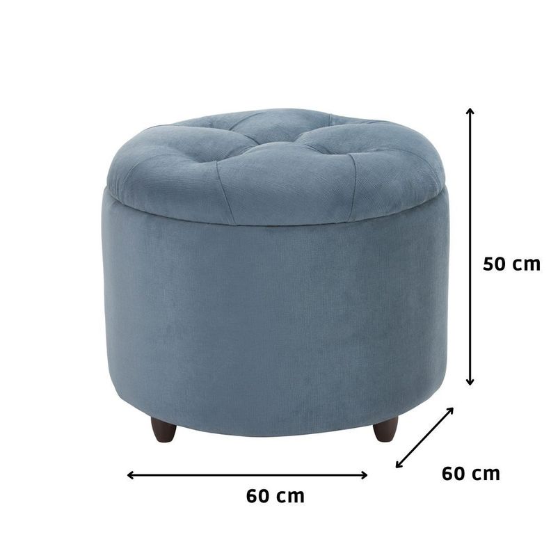 Pouf Baúl Zoe Azul Petróleo Felpa Grabada 60x60x50 Cm-6
