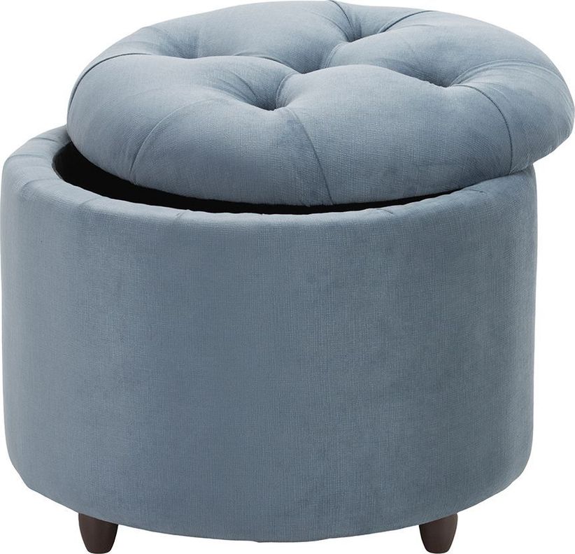 Pouf Baúl Zoe Azul Petróleo Felpa Grabada 60x60x50 Cm-1