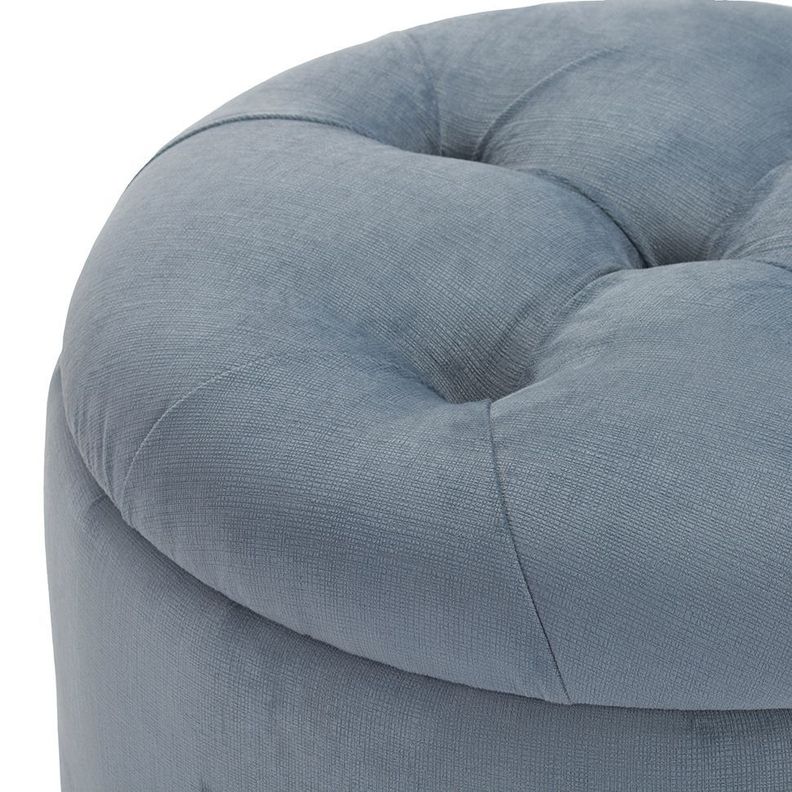 Pouf Baúl Zoe Azul Petróleo Felpa Grabada 60x60x50 Cm-3
