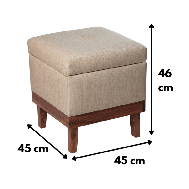 Pouf Baúl Emilia Beige Delta 45x45x46 cm Máxima Design-2
