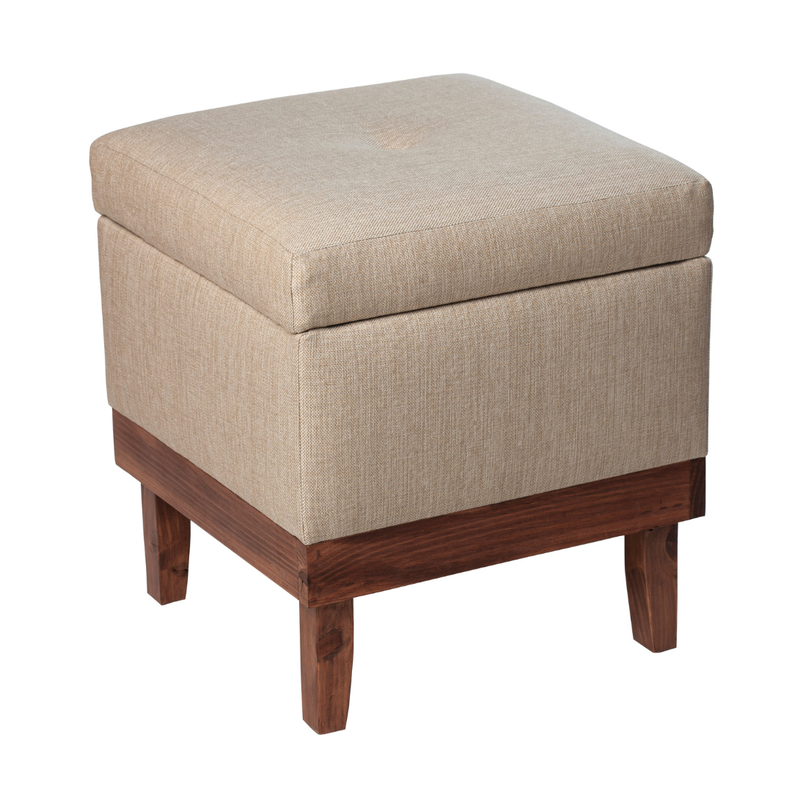 Pouf Baúl Emilia Beige Delta 45x45x46 cm Máxima Design-0
