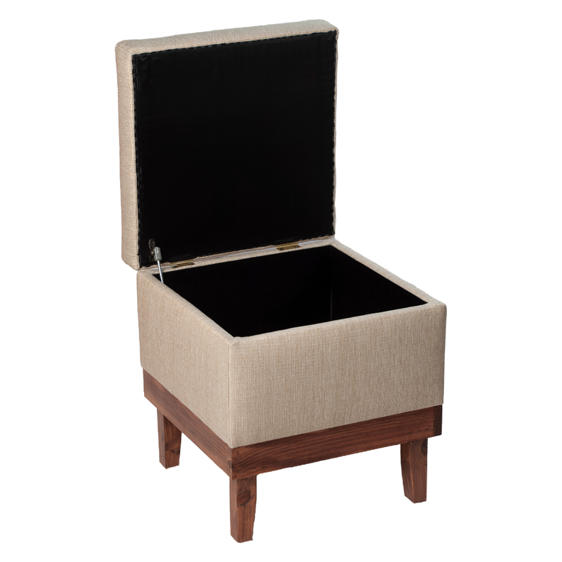 Pouf Baúl Emilia Beige Delta 45x45x46 cm Máxima Design-1