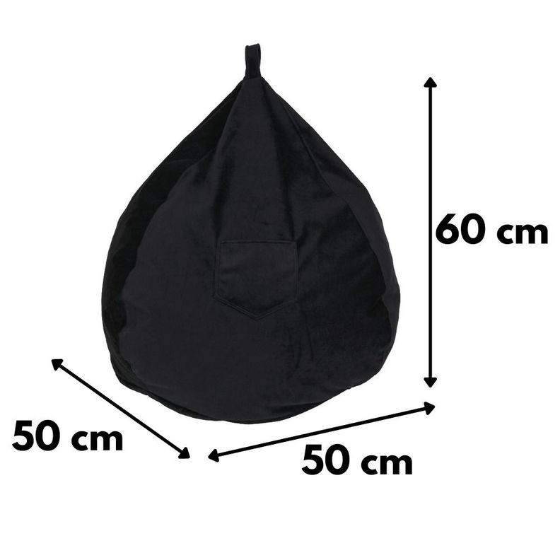 Pouf Pera Infantil Negro Felpa 60x50x50 cm Máxima -2