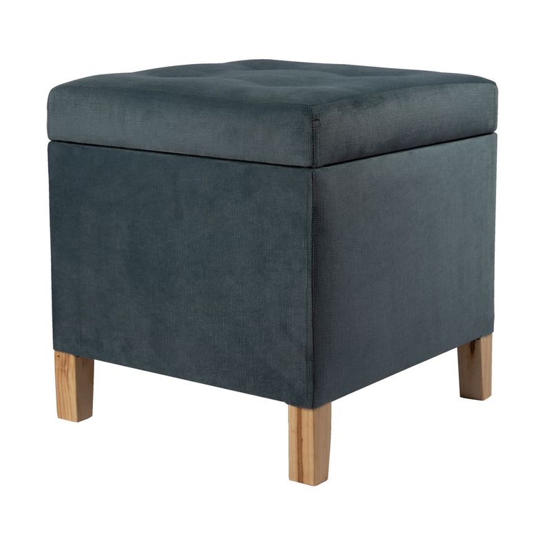 Pouf-Baúl Rucato Gris Felpa 46x46x50 cm Máxima Design-1