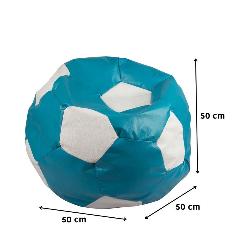 Pouf Pera Futbol Infantil Eco Cuero Celeste-Blanco 50x50x50 Máxima Design-1