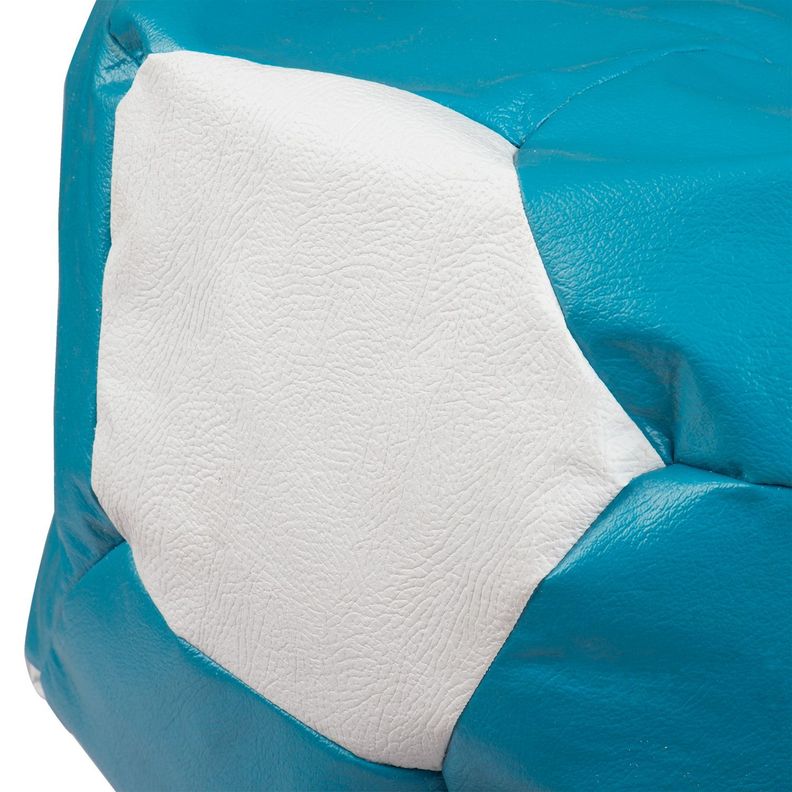 Pouf Pera Futbol Infantil Eco Cuero Celeste-Blanco 50x50x50 Máxima Design-2
