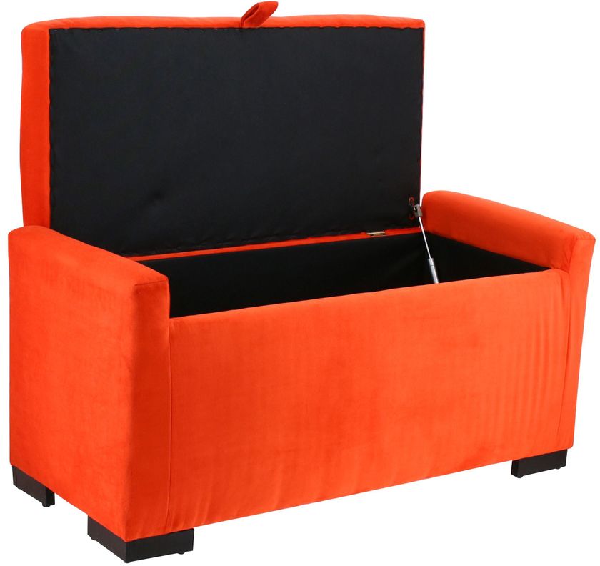 Banqueta con Baúl Leyzy Naranjo Felpa con Baúl 40X55X105 Cm-2