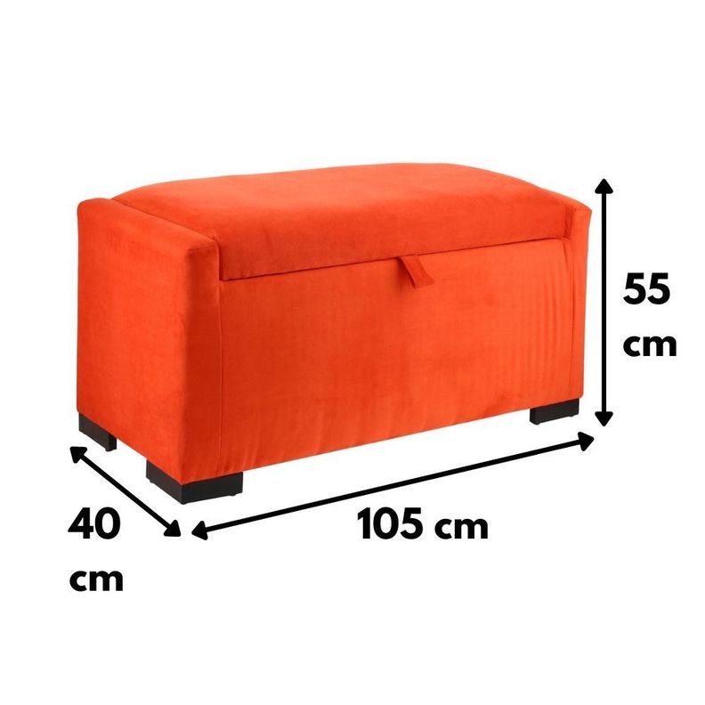 Banqueta con Baúl Leyzy Naranjo Felpa con Baúl 40X55X105 Cm-6
