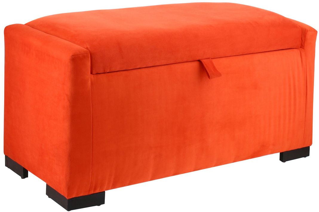 Banqueta con Baúl Leyzy Naranjo Felpa con Baúl 40X55X105 Cm-1