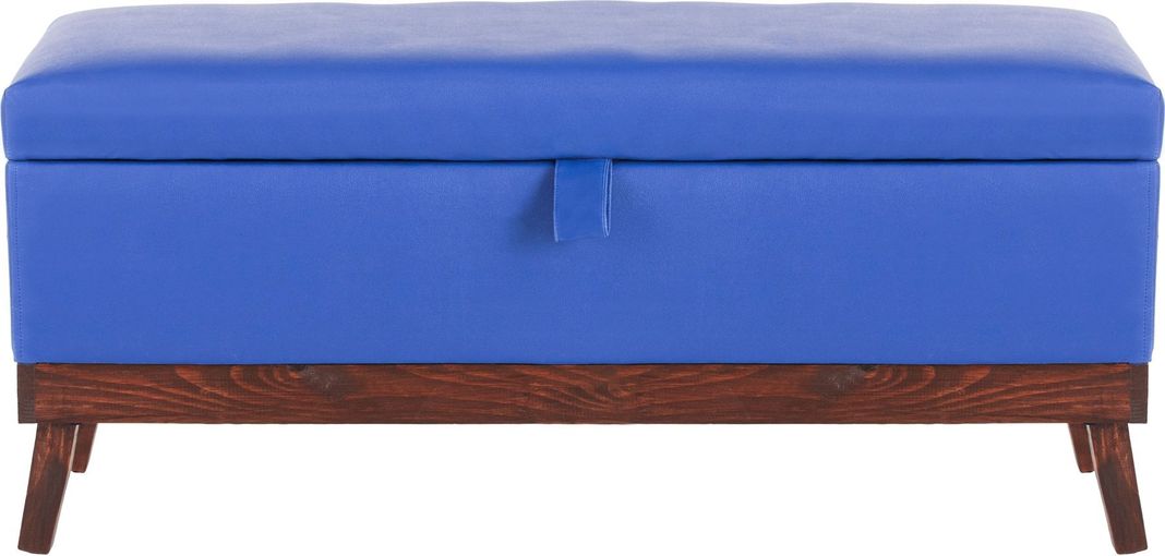 Banqueta con Baúl Incy Azul Eco Cuero 120x40x50 cm Máxima Design-0