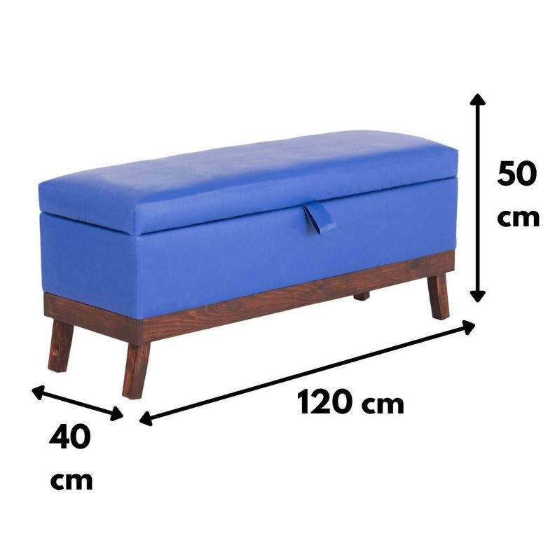 Banqueta con Baúl Incy Azul Eco Cuero 120x40x50 cm Máxima Design-3
