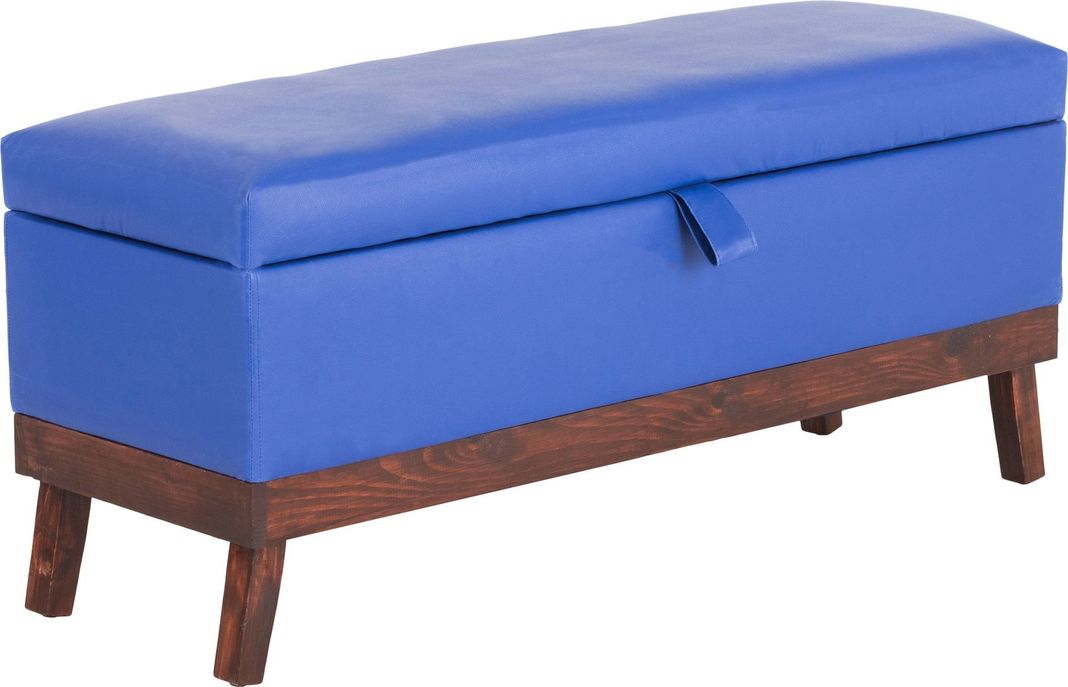 Banqueta con Baúl Incy Azul Eco Cuero 120x40x50 cm Máxima Design-1