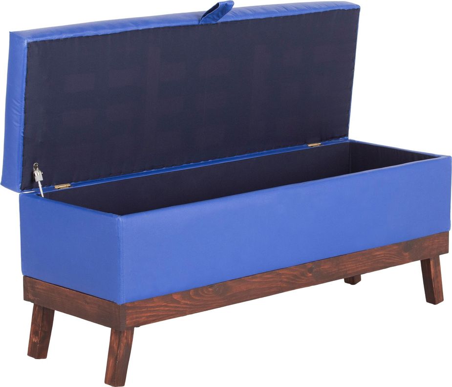 Banqueta con Baúl Incy Azul Eco Cuero 120x40x50 cm Máxima Design-2