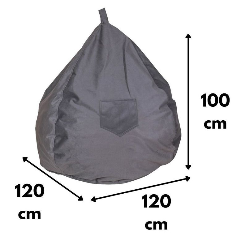 Pouf Pera Felpa Gris 100x120x120 Cm Máxima Design-3