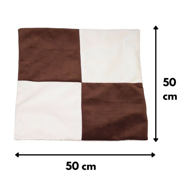 Funda Cojín Gabriela Café Moro Blanco Felpa 50x50 cm-1