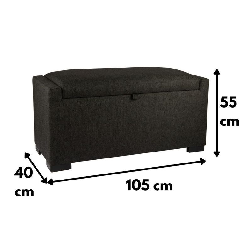 Banqueta con Baúl Leyzy Grafito Omega 40X55X105 cm Máxima Design-3