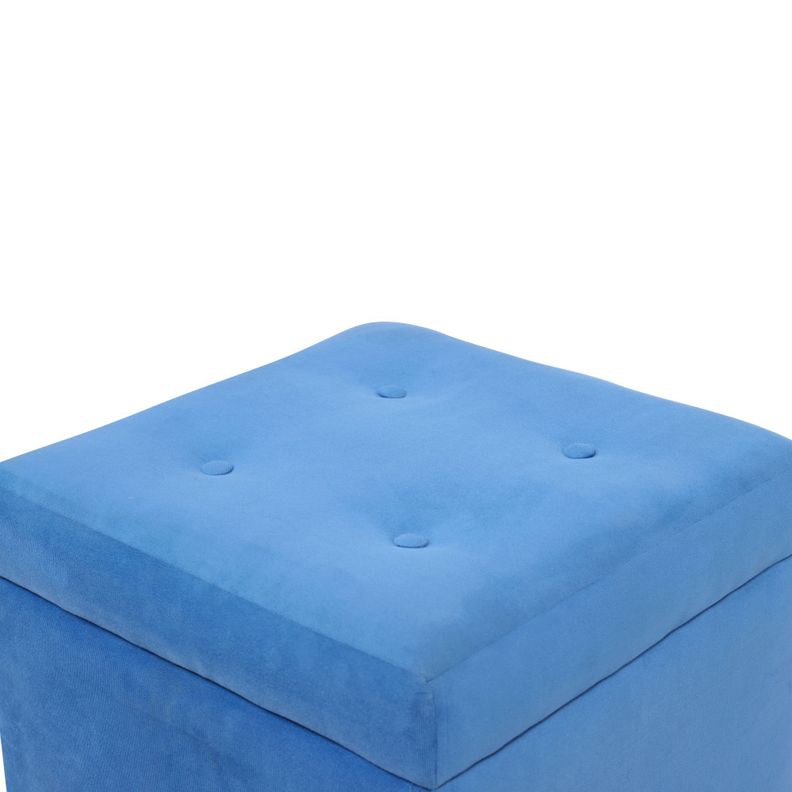 Pouf Baúl Rucato Azul Felpa 46x46x50 cm Máxima Design-4
