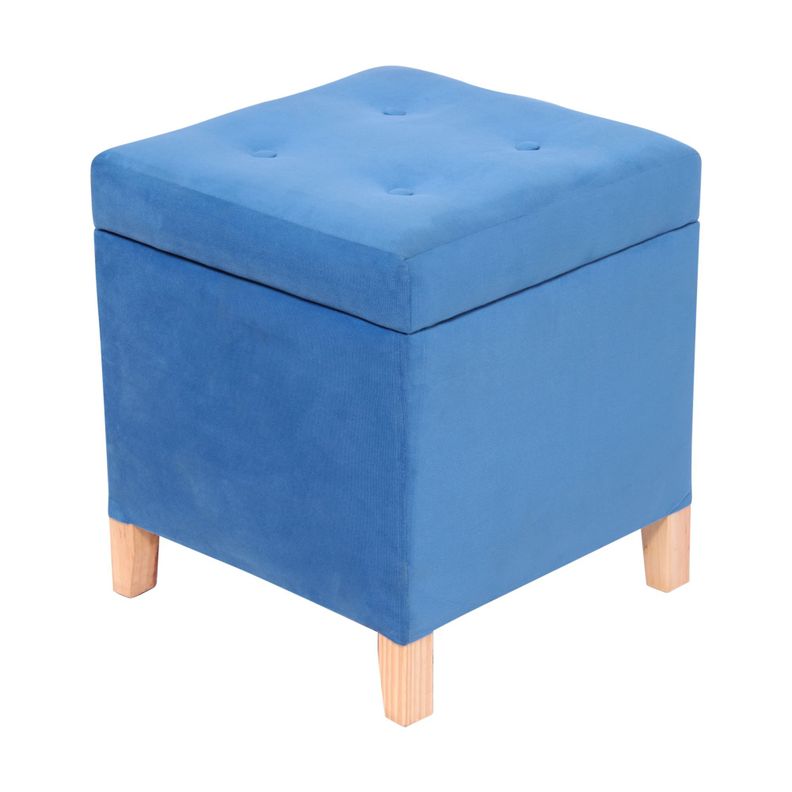 Pouf Baúl Rucato Azul Felpa 46x46x50 cm Máxima Design-0