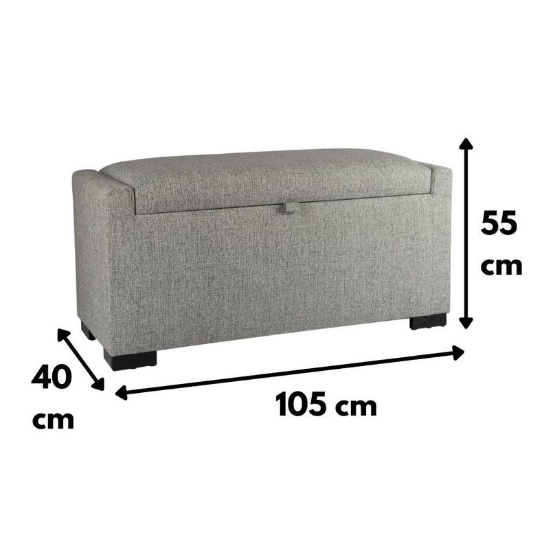 Banqueta con Baúl Leyzy Gris-Claro Omega 40X55X105 cm Máxima Design-3