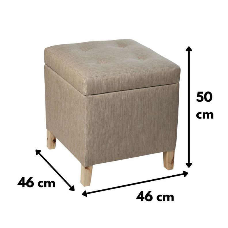 Pouf Baúl Rucato Beige Omega 46x46x50 cm Máxima Design-3