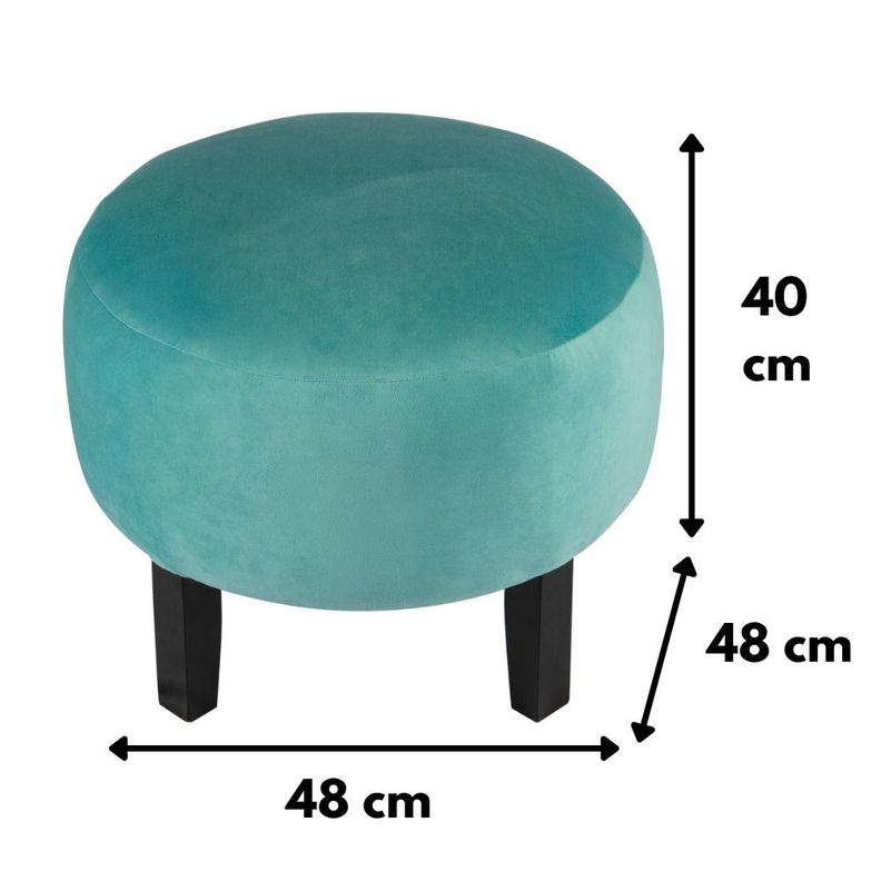 Pouf Jack Turquesa Felpa 48x48x40 cm Máxima Design-2