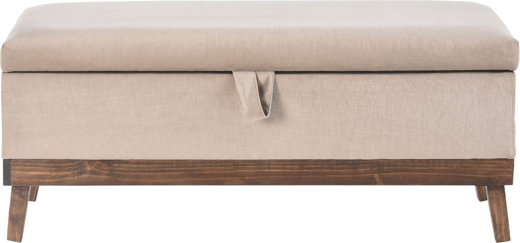 Banqueta con Baúl Incy Felpa Beige 120x50x40 cm Máxima Design-0